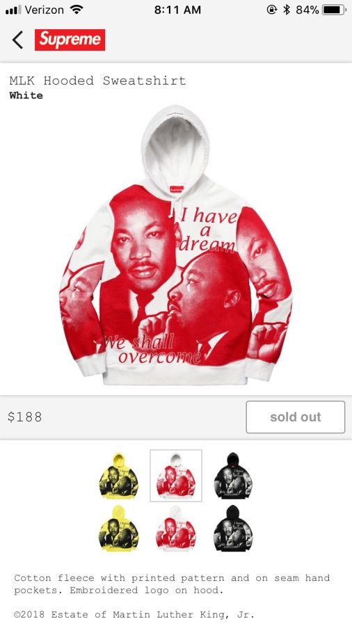 Supreme martin clearance luther king hoodie