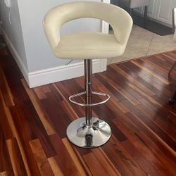 4 Leather Adjustable Swivel Counter Stools/w Footrest