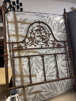 Full size Ornate Cast Iron Bed Headboard and Footboard