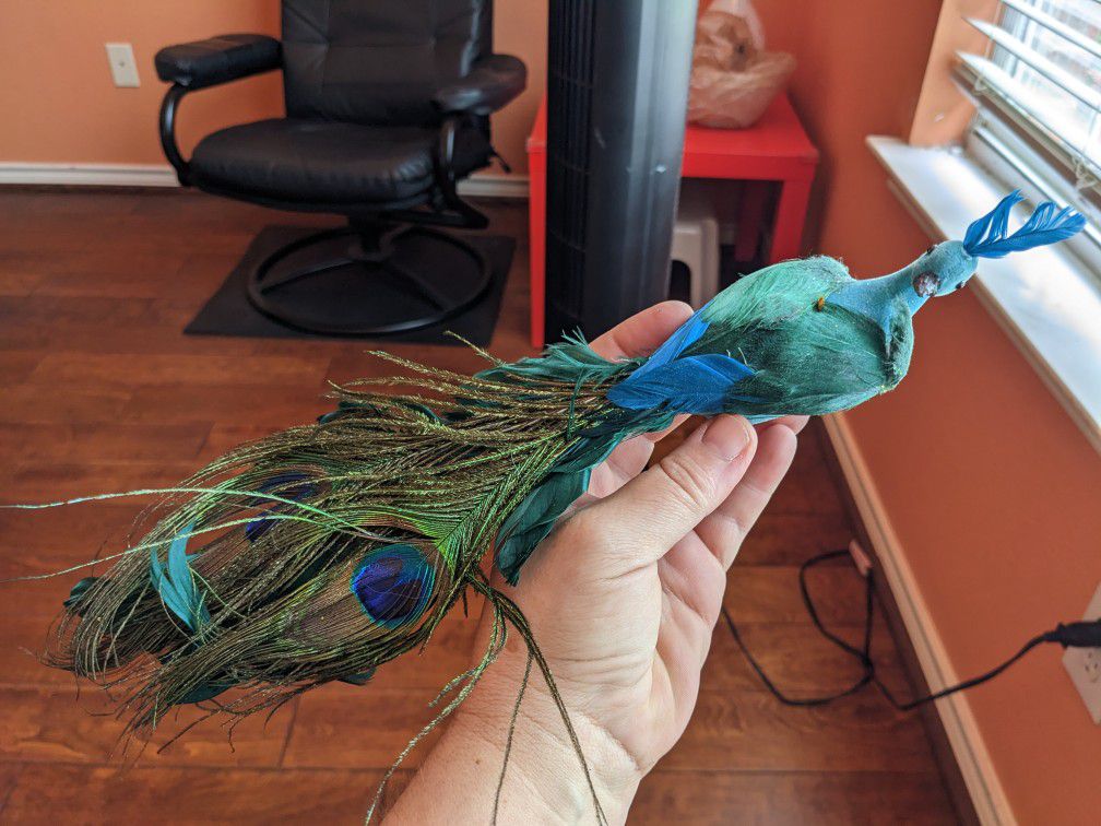Peacock Decor. Faux Feather Eye 25 Pieces + 9 Bird Clip On