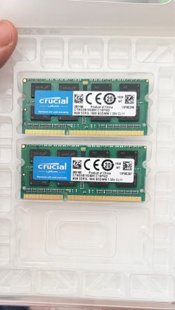 CRUCIAL 8GB DDR3L 1600 PC3-12800 Laptop SODIMM 204-Pin Memory RAM DDR3 2x 8G