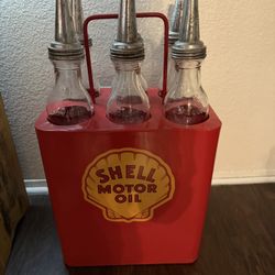 Antique Oil Rack And Bottle Set 