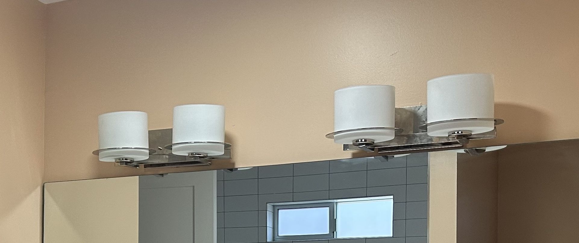 Two Modern Matching Wall Sconces Each With Two Lights