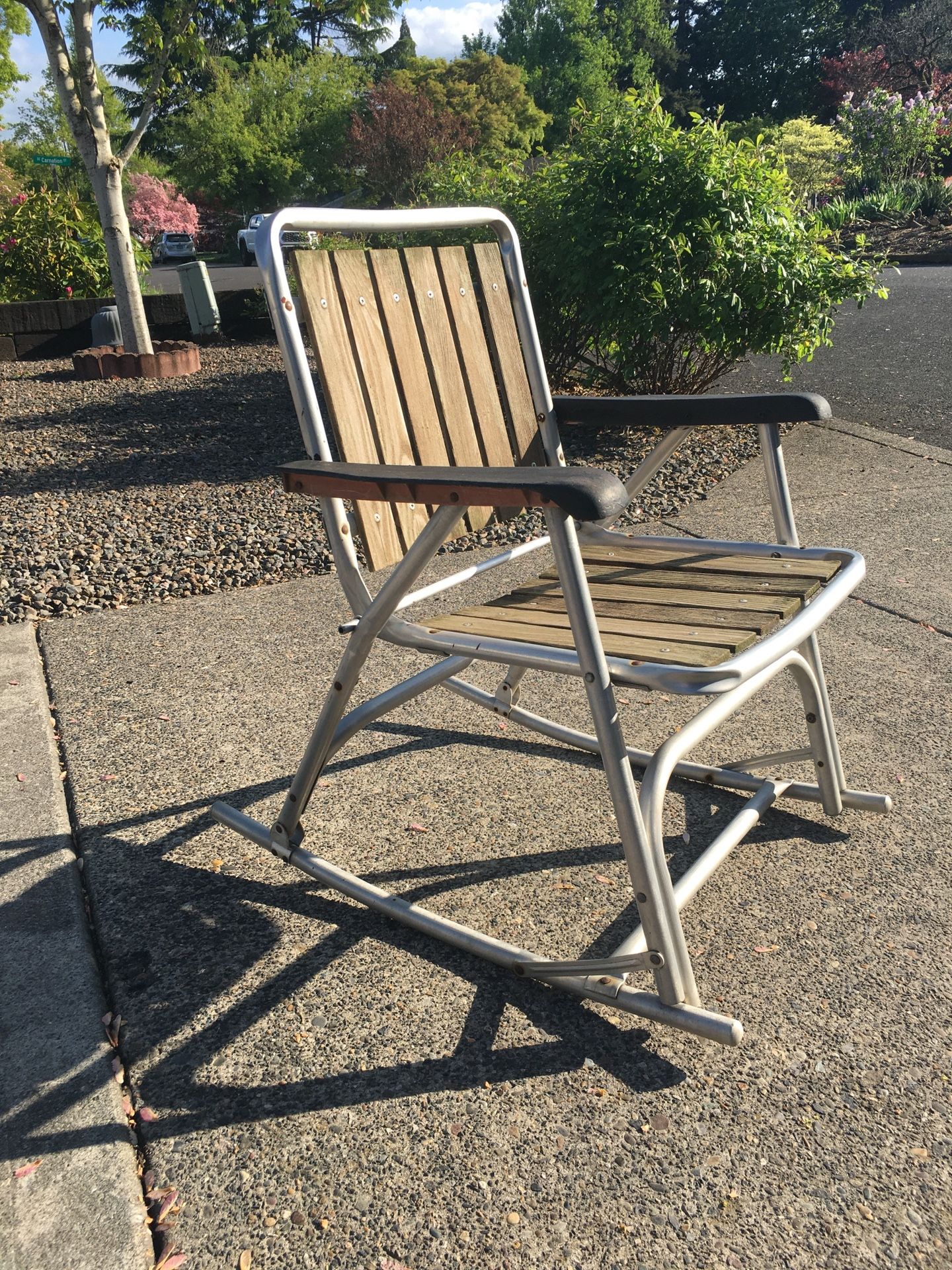 Vintage Aluminum Rocking Lawn Chair