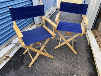 Pair heavy duty wood frame directors chairs