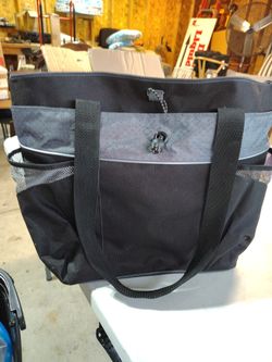 Like New Large Canvas Waterproof Tote Bag With Pocket Zipper And Handles