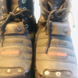 HARLEY-DAVIDSON  Super-guard  Steel Toe All Leather  Biker Boots Excellent  Condition 