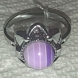 Sz9 Mood Design Ring Lab Created Lavender Jade Stainless Steel  Unique