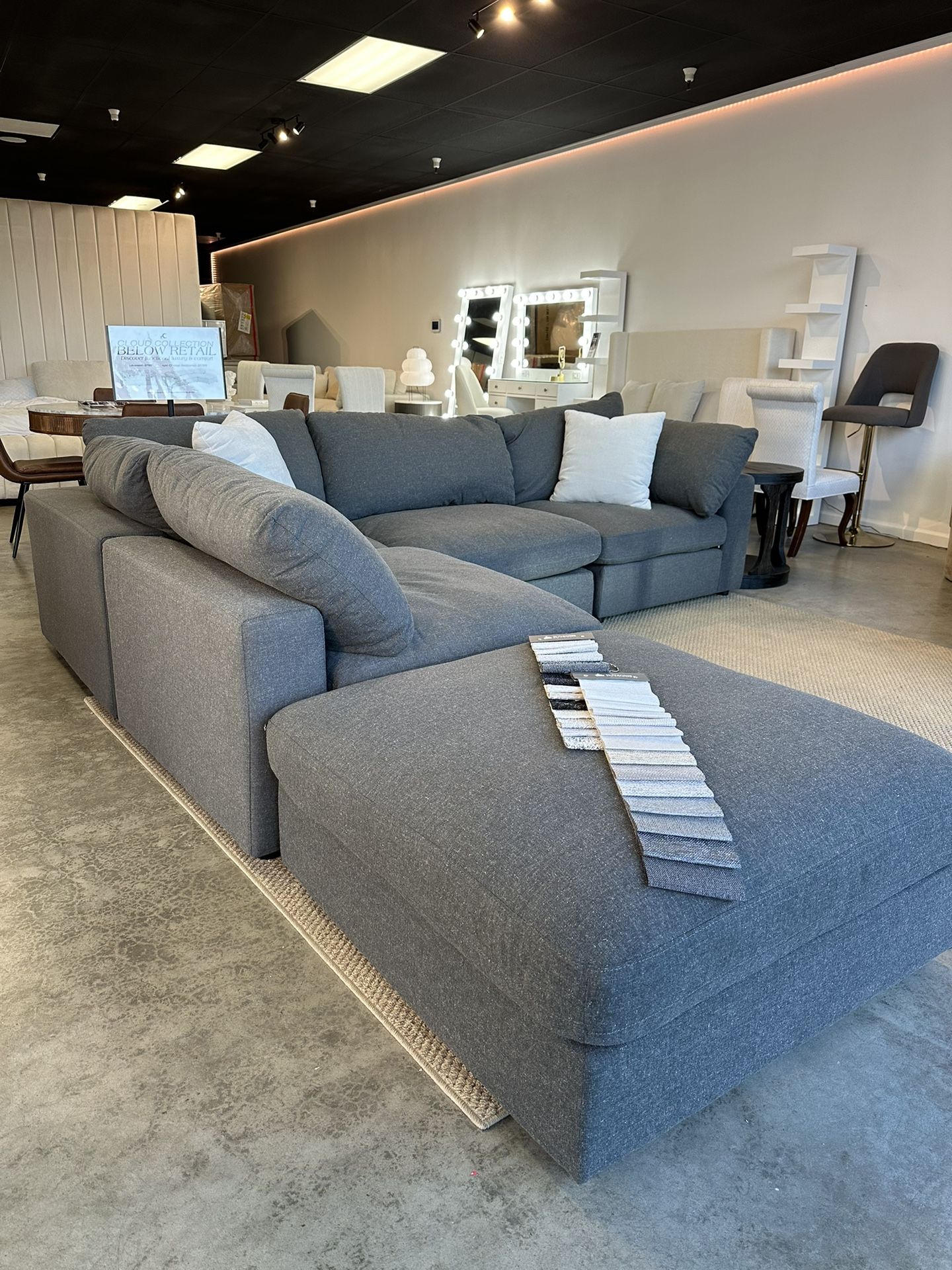 L Shaped Cloud Modular Sectional in Performance Fabric - 2 Year Warranty