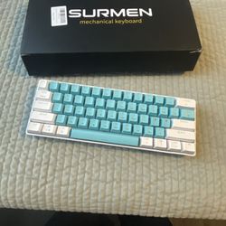 Surmen Mechanical Keyboard – Compact 60% Layout (Blue & White)