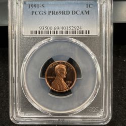 1991 S Gem Proof Lincoln Penny Graded At PR69 With A Deep Cameo 4-19
