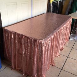 Sequin Rose Gold 6ft Tablecloth