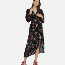  Floral Ruffle Midi Wrap Maxi Dress