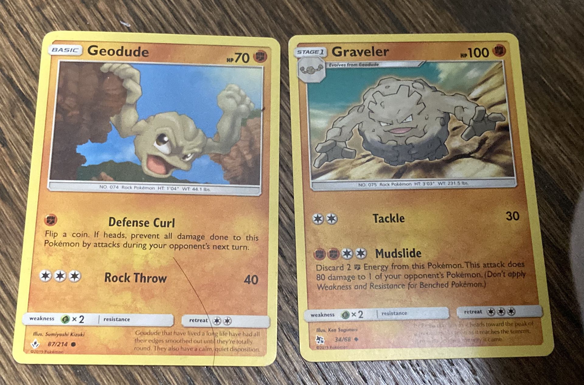 Geodude Evolution Graveler Pokemon Trading Card Game Rock Earth Fighting Type X