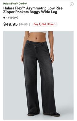 Halara black asymmetrical jeans size small regular