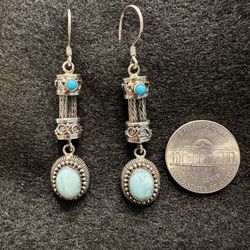 Turquoise And Sterling Silver Earrings 
