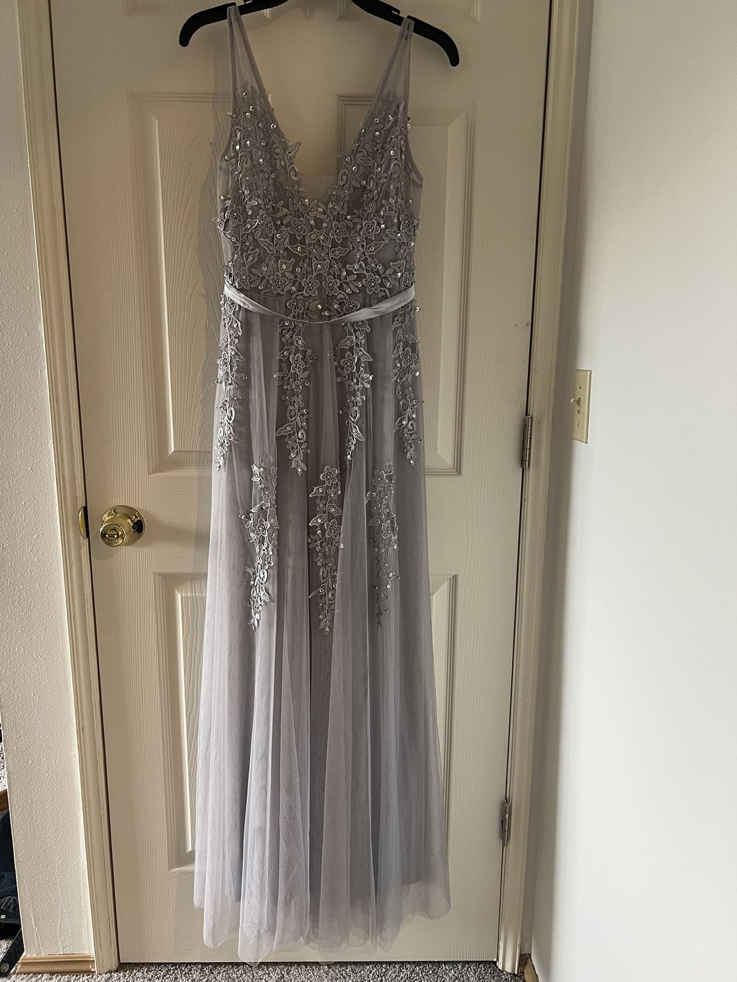 Silver Mesh Prom Dress