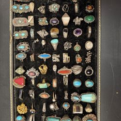 Large Lot Of Sterling Silver, Turquoise Rings And Miscellaneous Vintage Rings