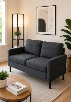 57in Modern Fabric Loveseat With USB