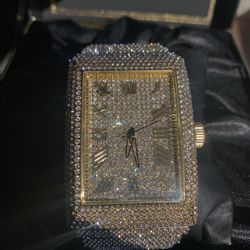 Gold Plated And Stainless Steel Iced Out Watch
