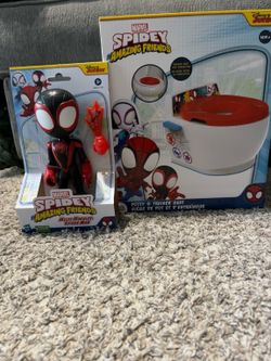 Marvel Spidey Potty Training Bundle | Potty Trainer Seat + Miles Morales Toy | New