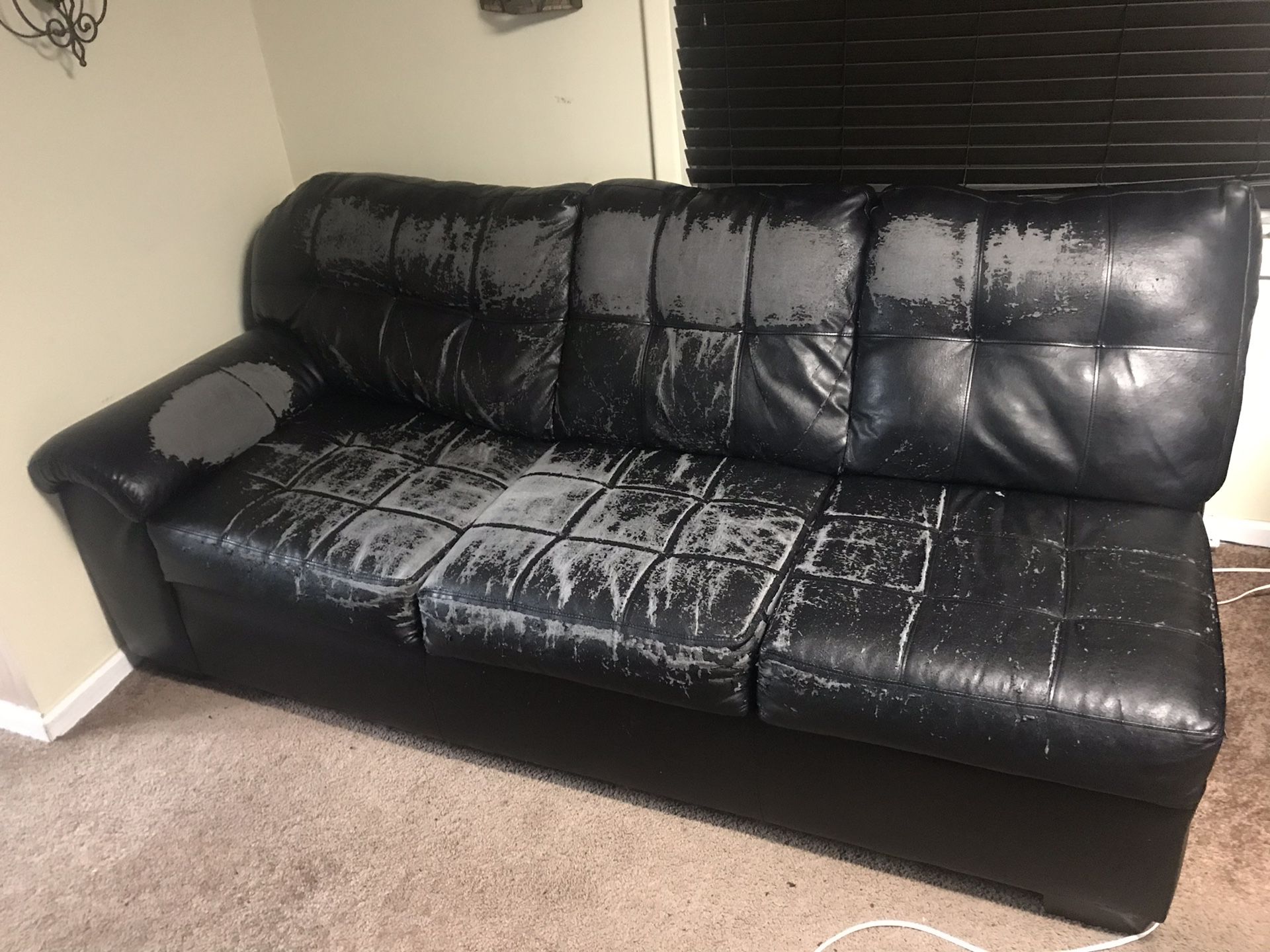 Black leather couch, L shaped with ottoman FREE