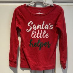 Carter’s Size 4T Santa’s Little Helper red pj blouse long sleeve