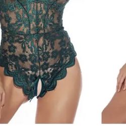 Lace hot sexy women Green bodysuit. Size XS