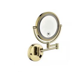 TOOLKISS 9.8 in. W x 9.8 in. H Small Round Magnifying Freestanding Wall Bathroom Makeup Mirror in Gold