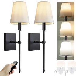 Wireless Battery Operated Wall Sconces Set of 2 Two,