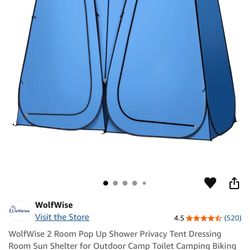 New 2 room shower/toilet/dressing room tent by Wolfwise. Can be carried like a backpack