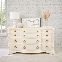 Classic Curved Dresser in Warm Cream Finish