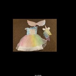 M 8 9 10 Iridescent UNICORN Tutu Dress Wings Halloween Costume Dress Up Girl NWT