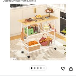 UNassembled Kitchen Island with 3 Shelves, Wheels