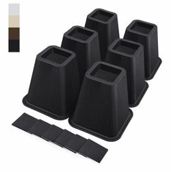 6 Inch Heavy Duty Bed Risers, Furniture Risers for Desk, Chair, Table or Sofa, Couch Lift Risers, Supports up to 2200 lbs per Leg(6 Pack Black)