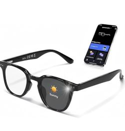AI Smart Glasses with Open Ear Speaker, 5.4 Bluetooth,Voice Assistant Compatible,Real-Time Translation,Auto Color-Changing Lenses for Business&Outdoor