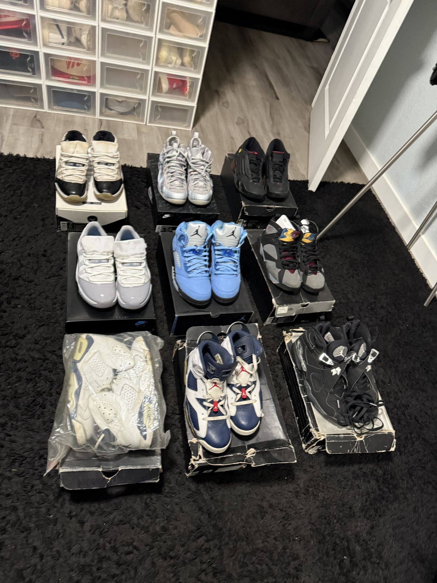 Sneaker Bundle for Sale – OG Jordans + Rare Drops (9 Pairs) Selling off the vault — mostly size 8 (one 7Y, one 9.5)!
