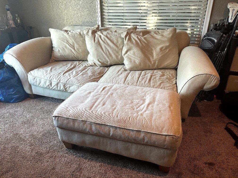 Tan Rowe Couch With Ottoman