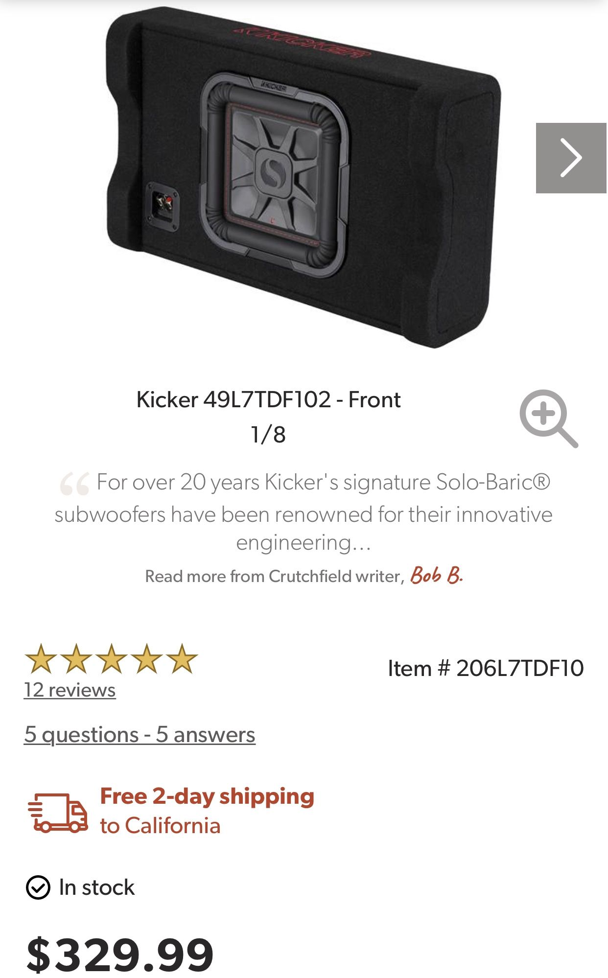Face Down Kicker 10” Subwoofer