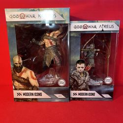 Modern Icons God Of War Atreus AND Kratos Statues #14 and #15 Set - New