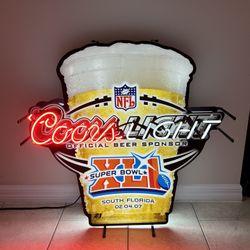 COORS LIGHT BEER BAR LIGHT SUPER BOWL XLI NEON SIGN NFL