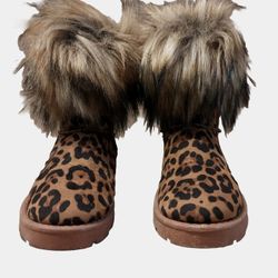 Rouge Women Leopard Fur Boots Size 11