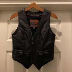 Black Leather Ladies Vest, Biker Vest