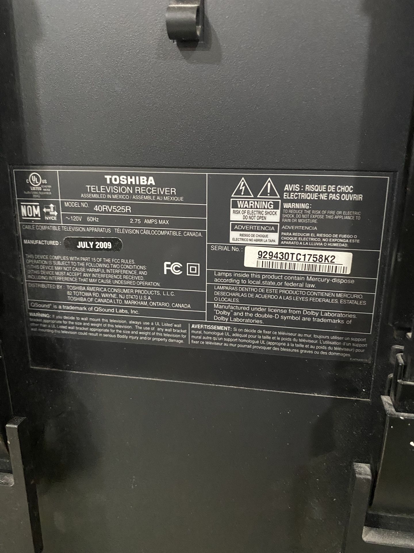 Toshiba 40”