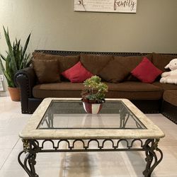 Coffee Table Glass And Iron Legs
