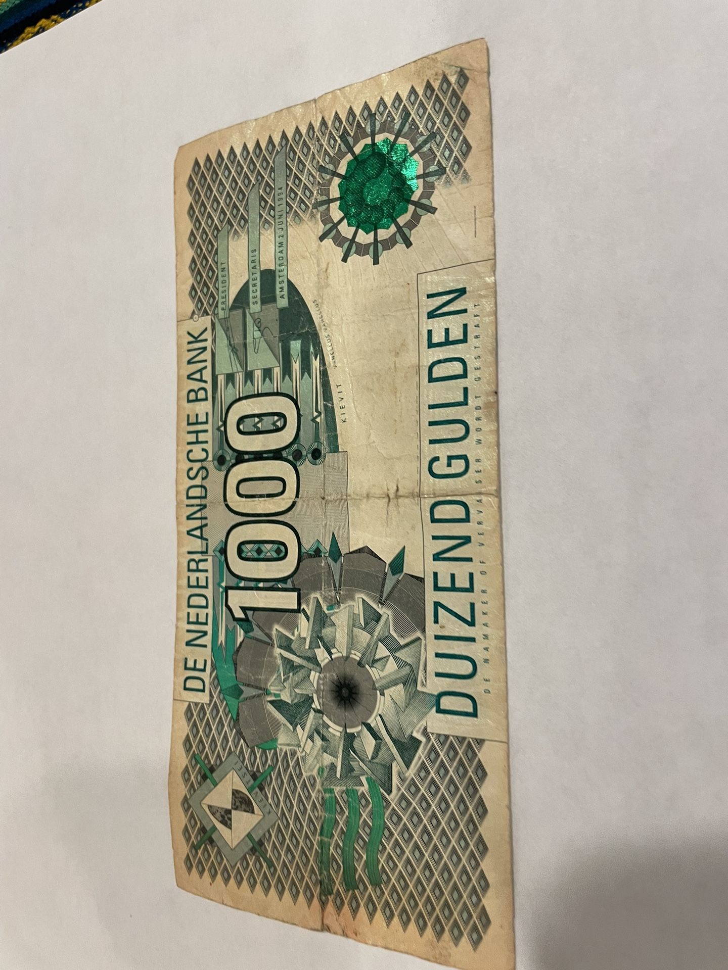 Netherlands 1000 1,000 Gulden P-102 1994 Euro Unc Rare Dutch Currency