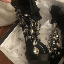 Stunning Black Bejeweled Heels
