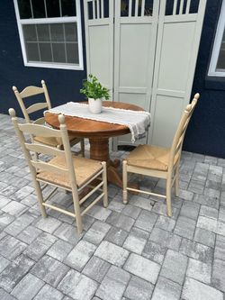 Solid Wood Round Table and 3 Chairs