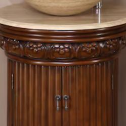 Bathroom Vanity  24 Inches Travertine With Glass Bowl