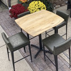 RARE Flaming Box Elder Pub Table Set w/ 4 Premium Amisco Stools  - (Custom Orders Available)